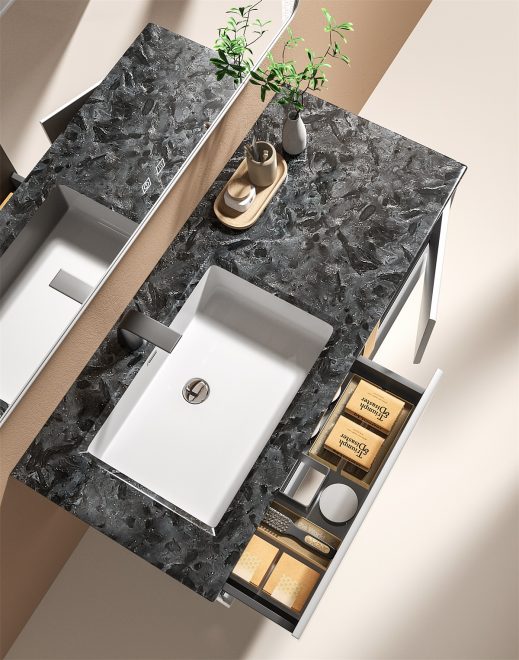 Modern stainless steel wall-mounted bathroom cabinet - 图片 2