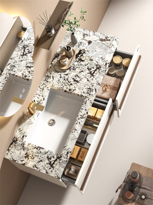 lucky Chinese-style stainless steel wall-mounted bathroom cabinet - 图片 2