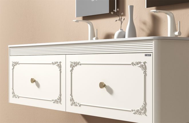 lucky European-style bathroom cabinet  Double Sink Bathroom Vanity - 图片 2