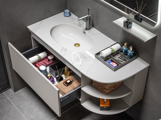 Bathroom Vanity  Modern stainless steel bathroom cabinets Wall - Mounted Bathroom Cabinet - 图片 2