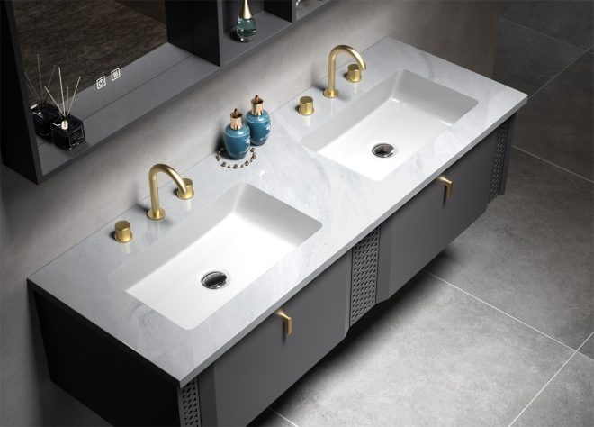 Double Sink Bathroom Vanity Wall - Mounted Double Sink Bathroom Vanity - 图片 2