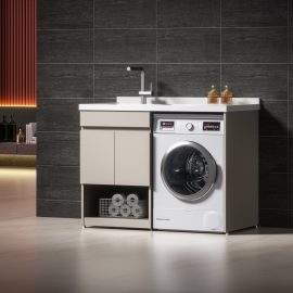 luckyrich Floor – standing laundry cabinet Washing machine cabinet with sink Laundry cabinet