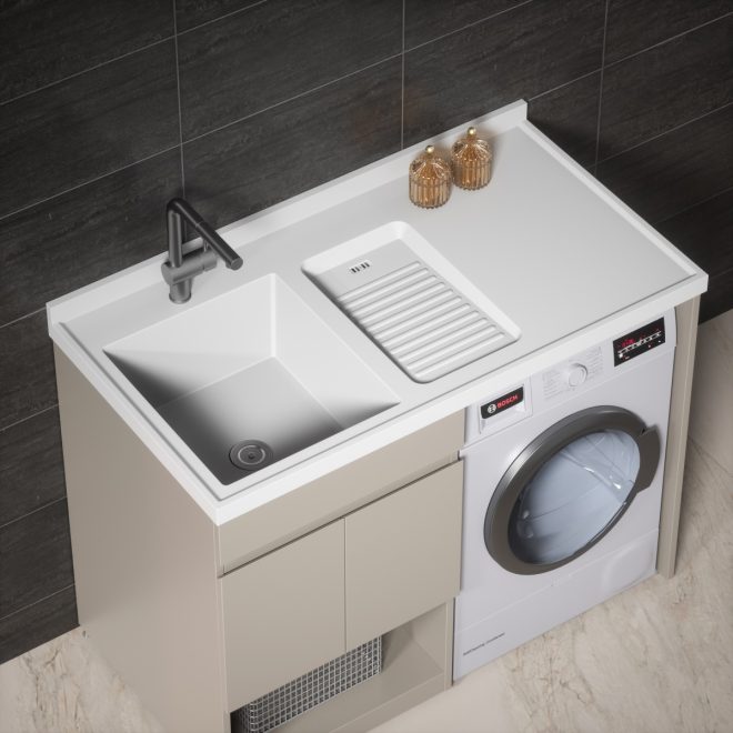 luckyrich Floor - standing laundry cabinet Washing machine cabinet with sink Laundry cabinet - 图片 2
