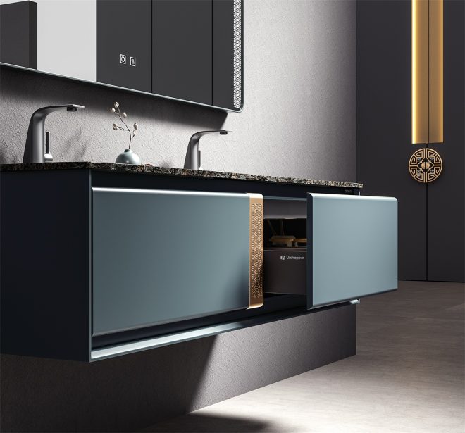 luckyrich Chinese-style stainless steel wall-mounted bathroom cabinet Double Sink Bathroom Vanity - 图片 3
