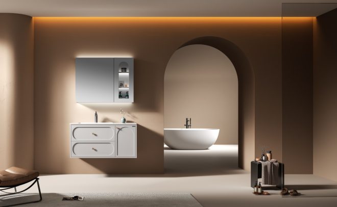 luckyrich European-style stainless steel wall-mounted bathroom cabinet