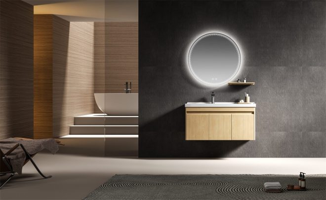 Round mirror stainless steel bathroom cabinet