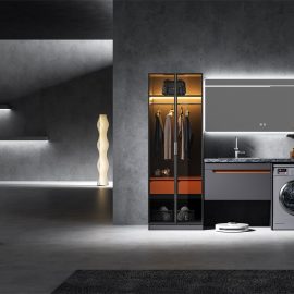 luckyrich Washing machine cabinet with sink Modern washing machine cabinet Laundry cabinet