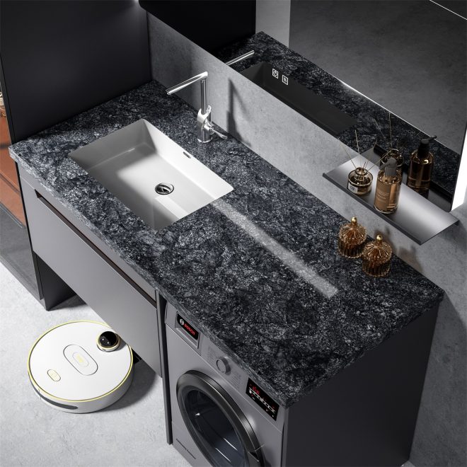 luckyrich Washing machine cabinet with sink Modern washing machine cabinet Laundry cabinet - 图片 2