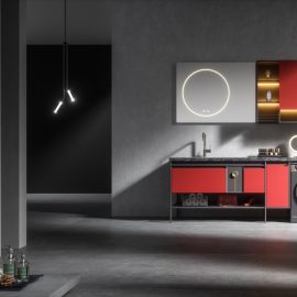 Luckyrich  Washing machine cabinet with sink Laundry cabinet
